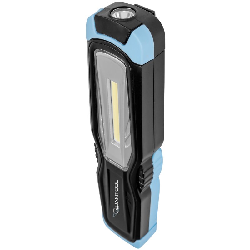 QUANTOOL LED accu-werklamp 2W met magneetvoet en bevestigingsclip